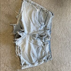 Free People Light Blue Distressed Jean Shorts